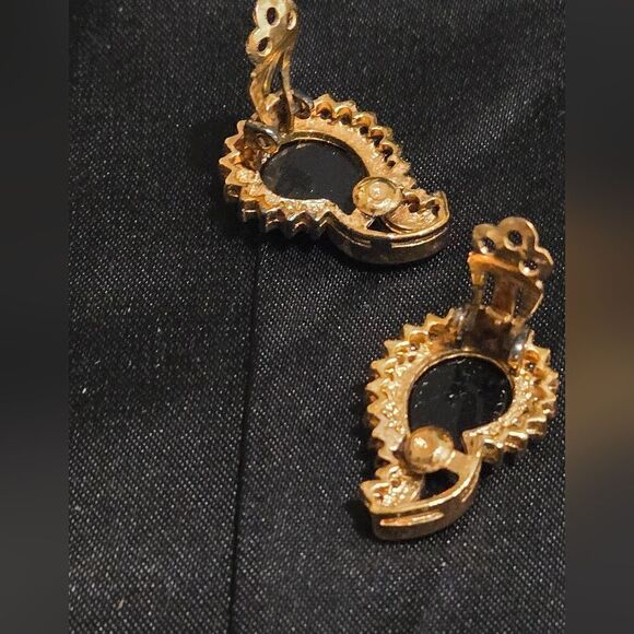 Vintage necklase  Rhinestone Black Enamel Comma Link Necklace 925 estate Sale - Picture 16 of 16